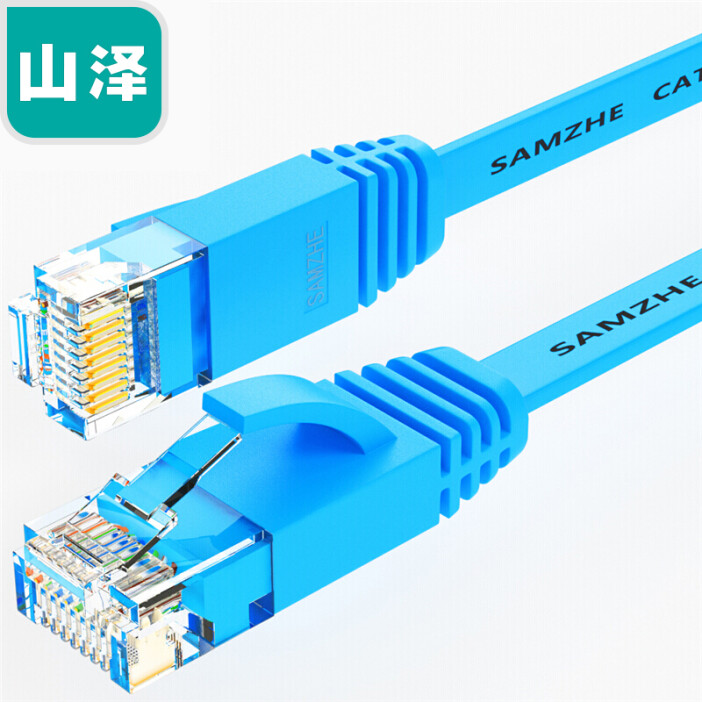 山泽(SAMZHE)六类网线 CAT6类千兆扁平电脑网络跳线 成品网线 蓝色1米 SZ-601BE(三条装) 匹配路由器